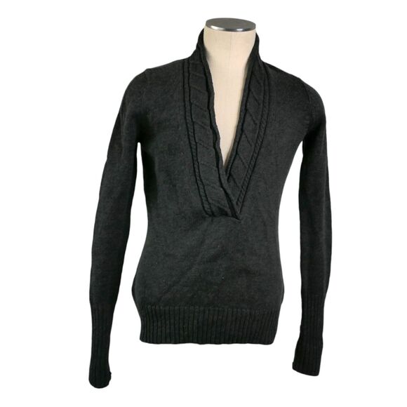 Eddie Bauer Womens Sweater Size L Gray 100% Merino Wool V-Neck Long Sleeve - Picture 1 of 9